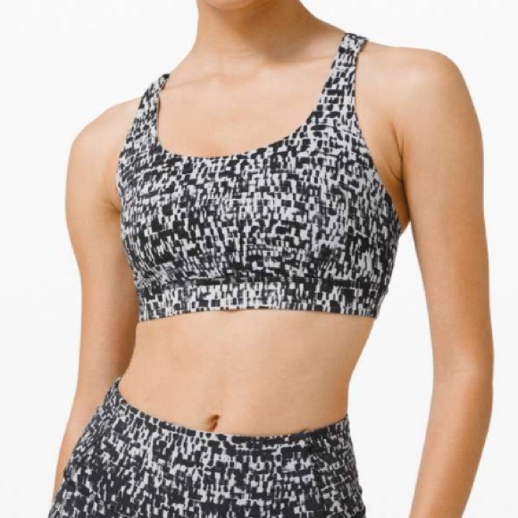 lululemon athletica Other - Lululemon Energy Bra Medium Support Size 14 in Urban Block Ice Grey Black